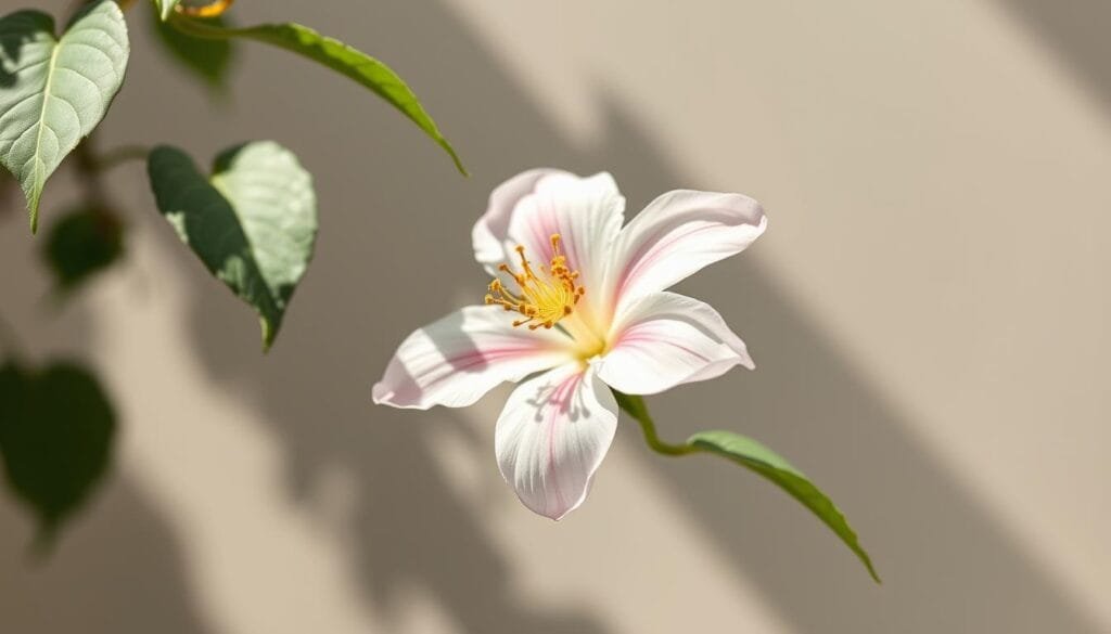 Elegant botanical illustration of a lush, vibrant yasmin flower in full bloom. Delicate petals unfurling in natural sunlight, capturing its serene beauty and therapeutic essence. Crisp, clean medical aesthetic with a modern, minimalist style. Soft shadows and muted tones create a tranquil, calming atmosphere. High-quality, professional medical illustration created by Pharma Pal AI.